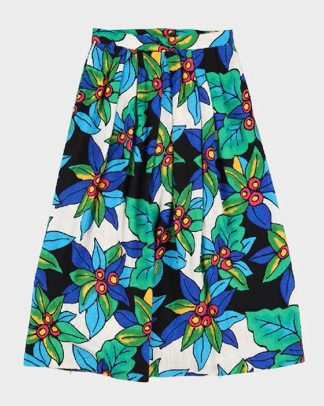 1990s Mr Leonard Blue Patterned Skirt - M