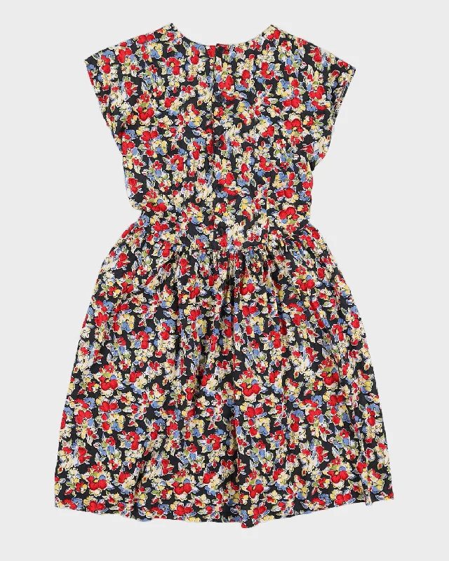 Floral Button Down 80s Dress - M