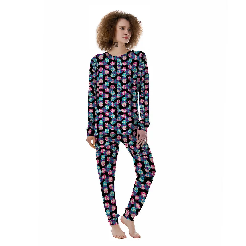 Houndstooth And Classic Polka Dot Print Pattern Women's Pajamas