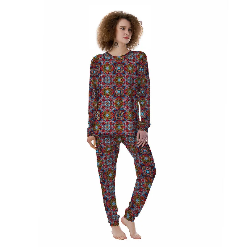 India Paisley Colorful Print Pattern Women's Pajamas