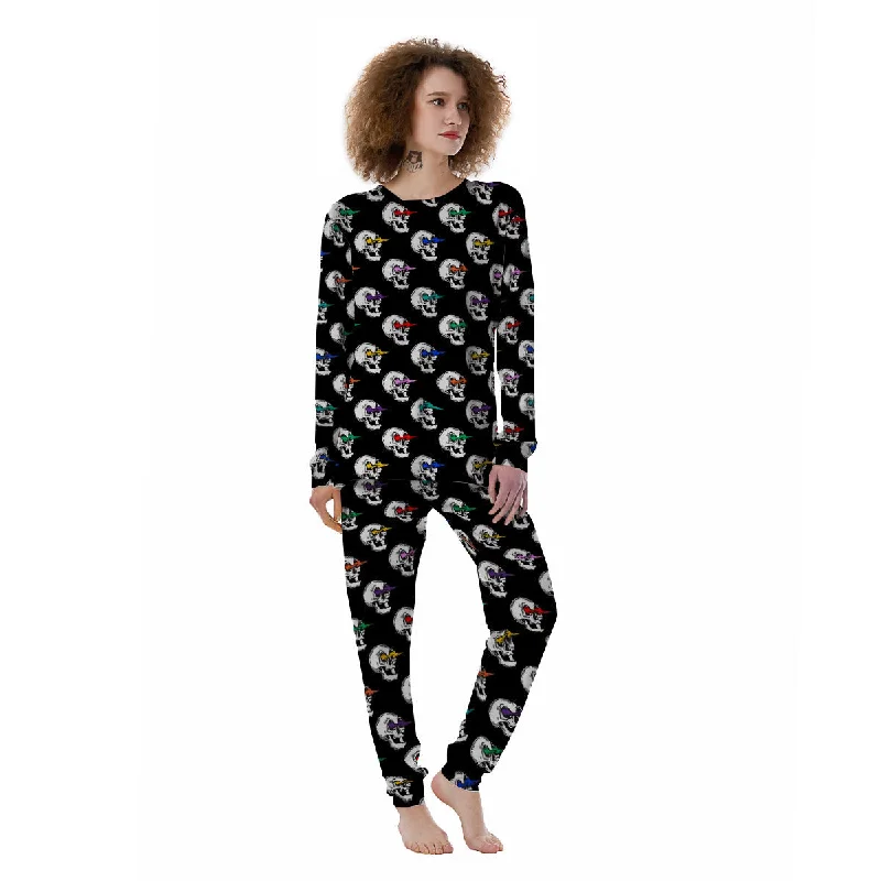 Lightning Skull Print Pattern Women's Pajamas