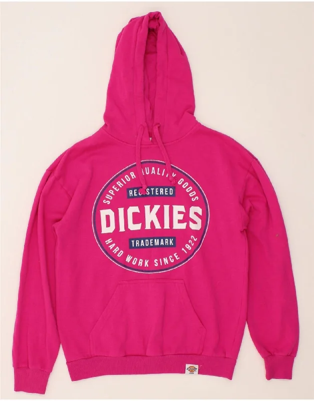 DICKIES Womens Oversized Graphic Hoodie Jumper UK 6 XS Pink Polyester