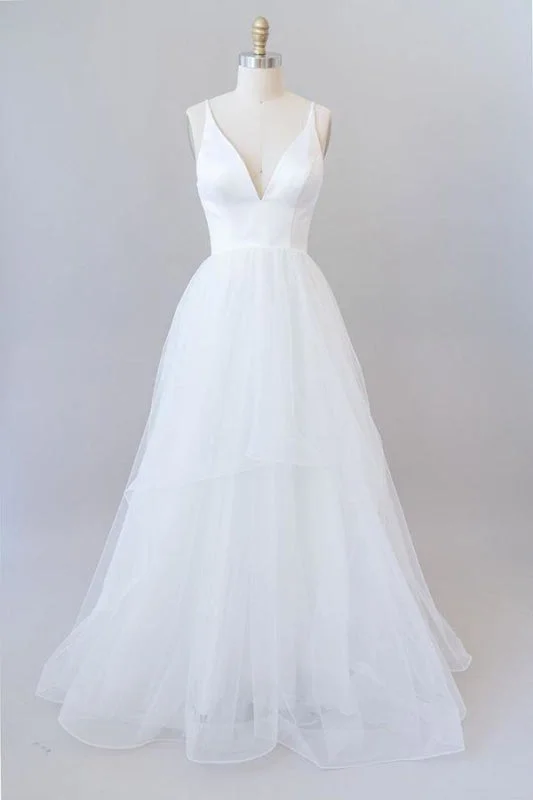 Beautiful V-neck Tulle A-line Wedding Dress