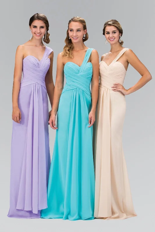 One Shoulder Ruched Long Prom Dress Fomal