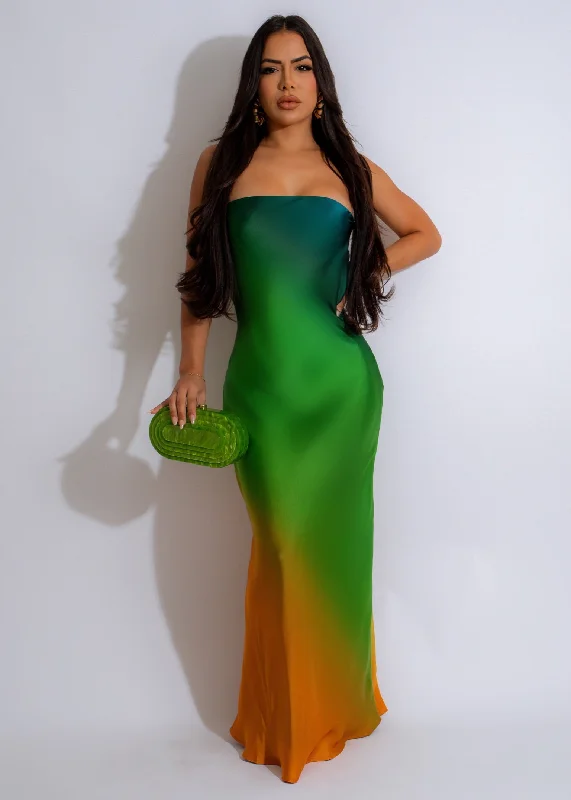 Tropical Sunset Maxi Dress Green