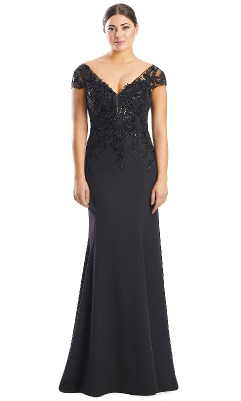 Alexander by Daymor 1752S23 - Modest V Neck Lace Formal Gown