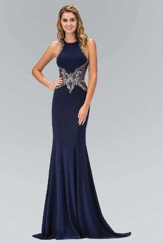 Elizabeth K - GL1357 Embellished High Neck Long Gown