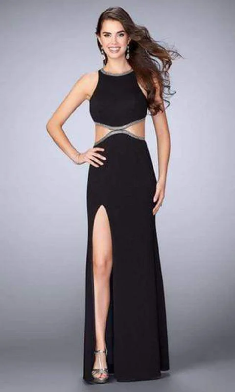 La Femme - Beaded Sleeveless Cutouts Evening Gown With Slit 23418SC