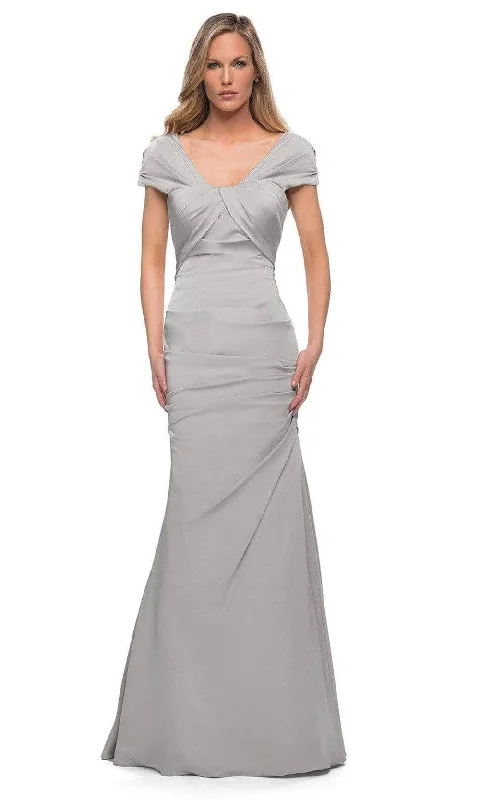 La Femme - Short Sleeve Weave Style Evening Dress 29805SC