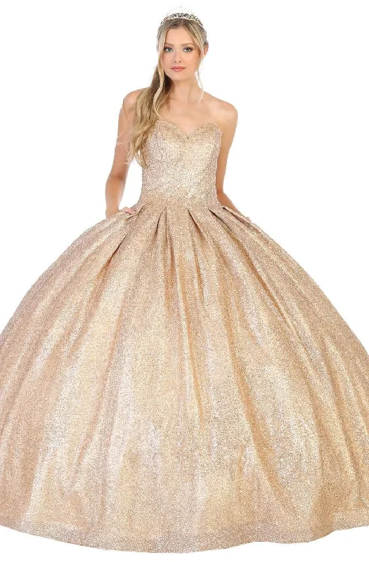 May Queen - LK138 Strapless Sweetheart Pleated Ballgown