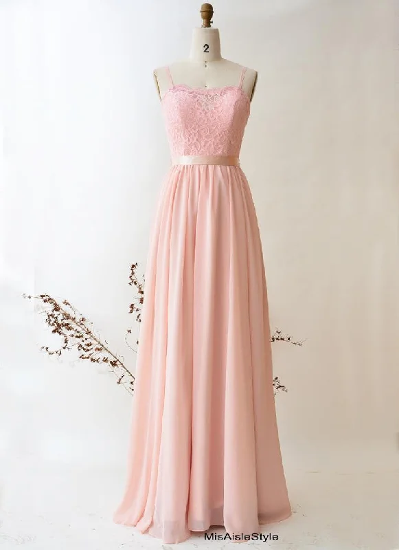 A line Straps Pearl Pink Bridesmaid Dress