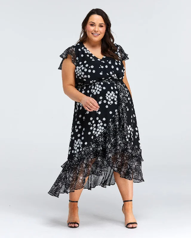 Adele Spot Dress | Black/Milk