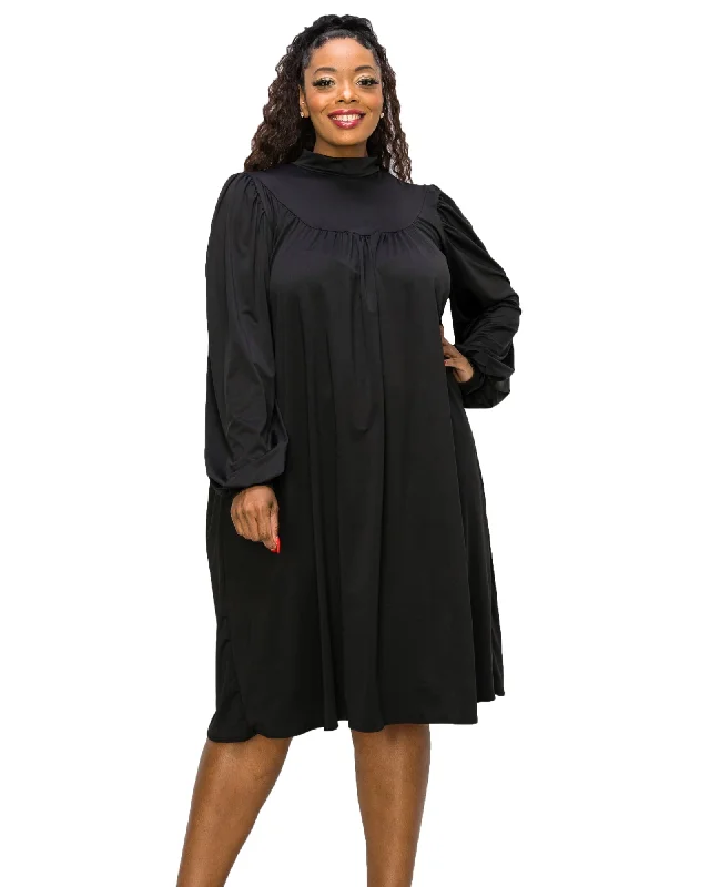 Amal Mock Neck Dress | Black