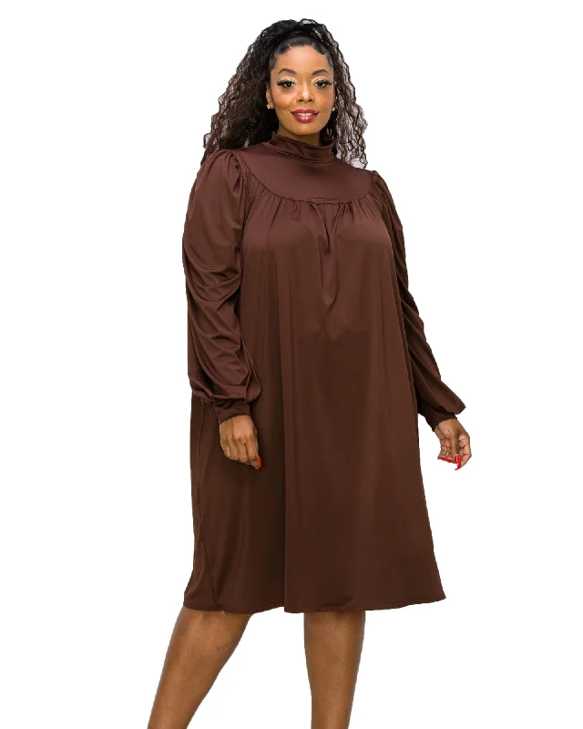 Amal Mock Neck Dress | Dark Mocha