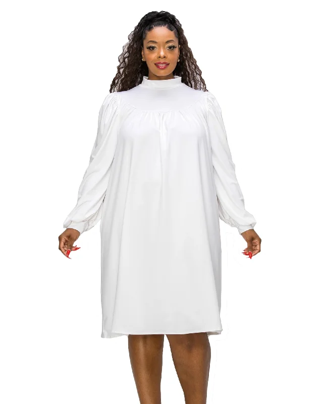 Amal Mock Neck Dress | White