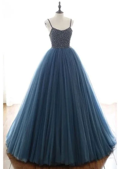 Ball Gown Navy Blue Prom Dress