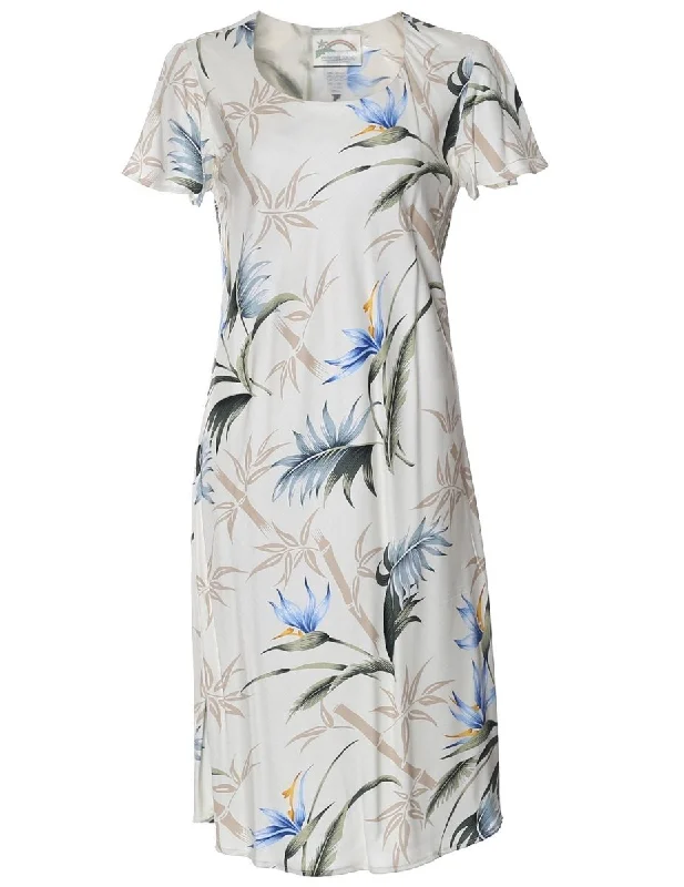 Bamboo Paradise A-Line Dress with Cap Sleeves