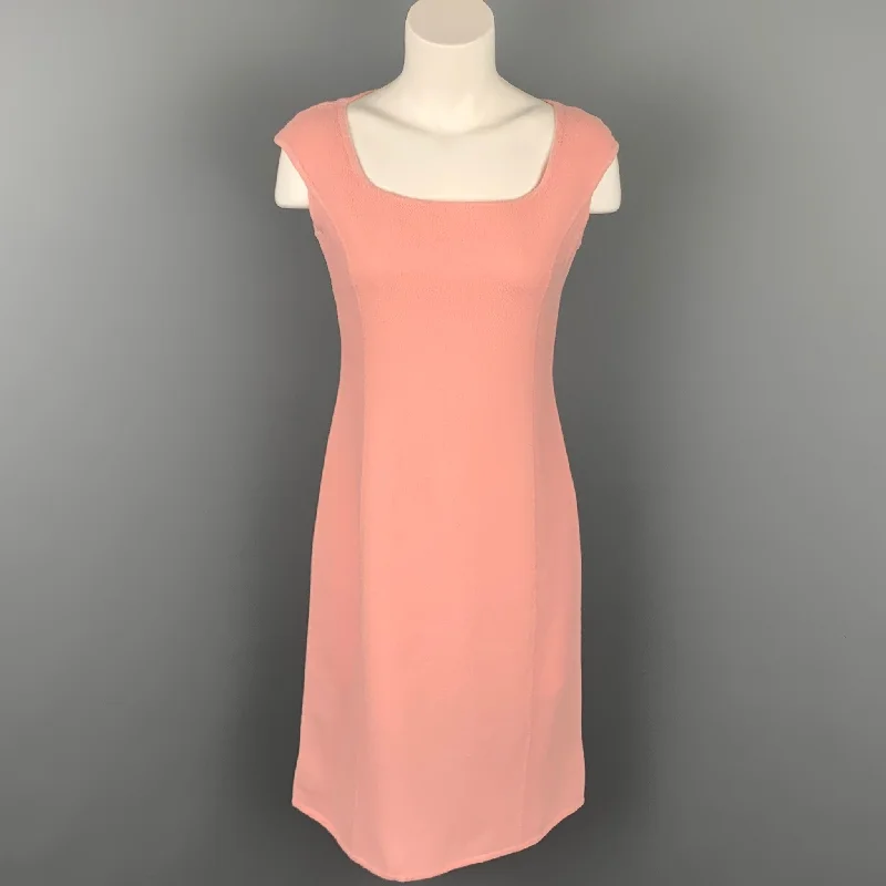 BARNEY'S NEW YORK Size 8 Pink Textured Virgin Wool Shift Dress