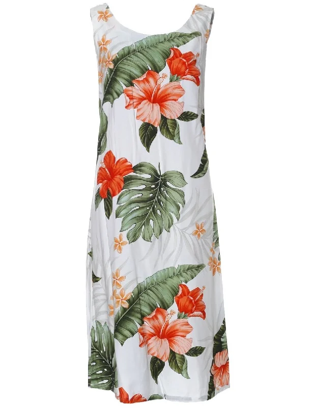 Bias Sleeveless Knee Length Dress Waipio Hibiscus