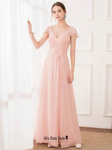 Boho Style Ruffle Sleeve Bridesmaid Dress