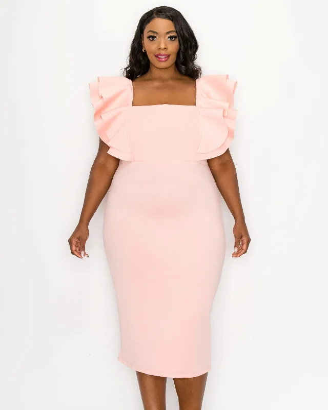 Charlie Flutter Sleeve Dress | Pink