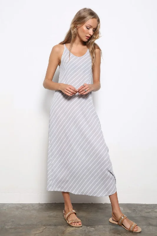 DIAGONAL STRIPE SCOOP DRESS