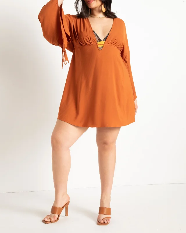 Dramatic Sleeve Micro Dress Coverup | Umber