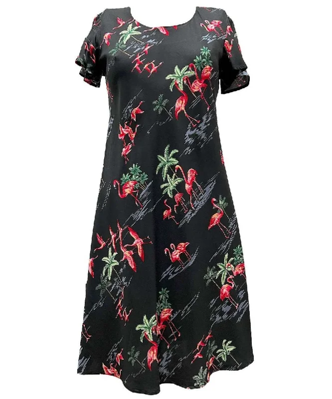 Dress with Cap Sleeves Flamingo