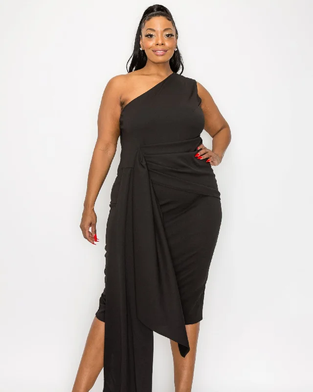 Esme Front Draped Sash Dress | Black