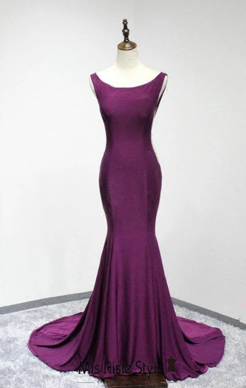 Fit and Flare Low Back Purple Pageant Dress