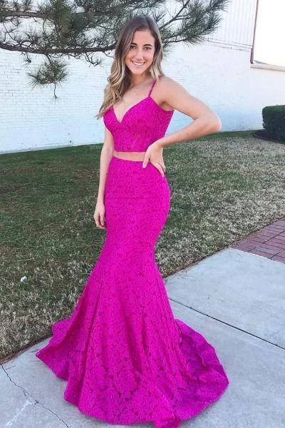 Fitted Two Piece Fuchsia Pageant Dress