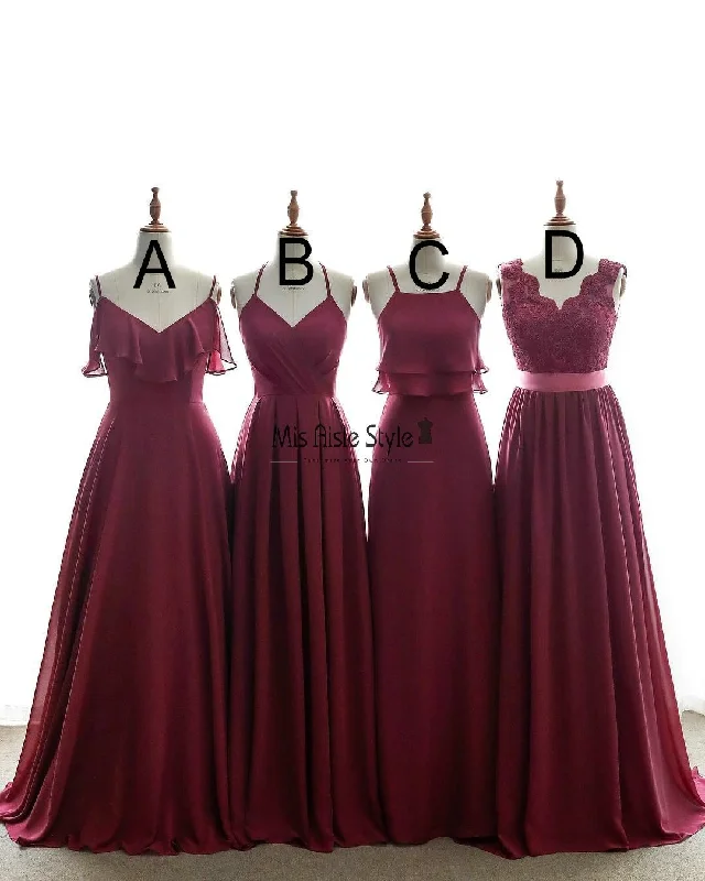 Full Length Burgundy Bridesmaid Dress