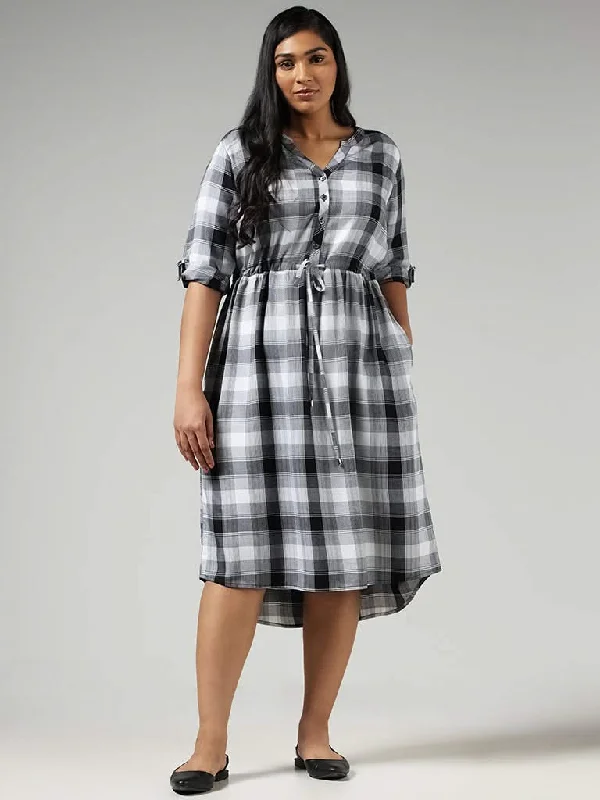 Gia Grey Checked Dress