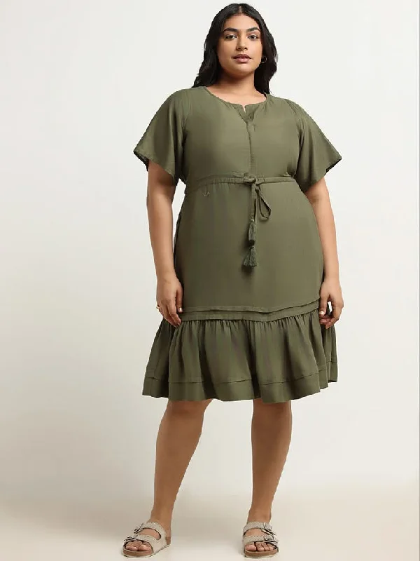 Gia Olive Tiered Dress