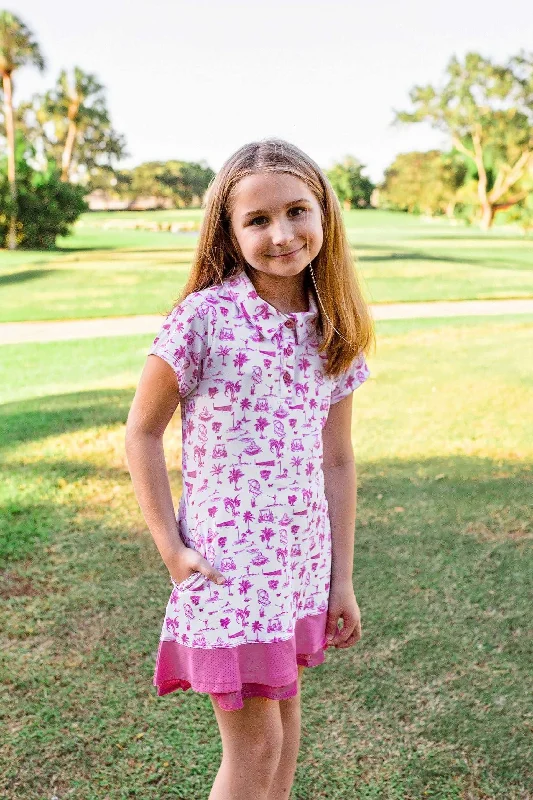 Girls Delaney Golf & Tennis Dress - Club Life Pink