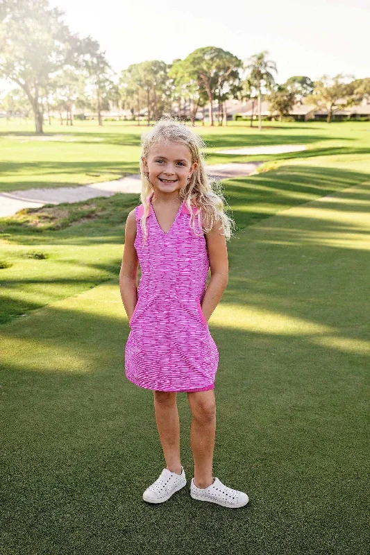 Girls Dotty Golf & Tennis Dress - Lined Up Pink