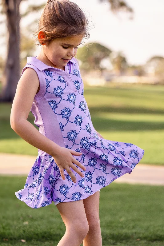 Girls Naomi Pleated Bottom Golf & Tennis Dress -Del Mar Lavender