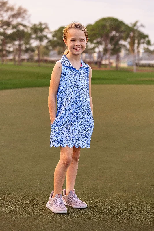 Girls Natalee Woven Golf & Tennis Shift Dress -Riviera Glacial Blue