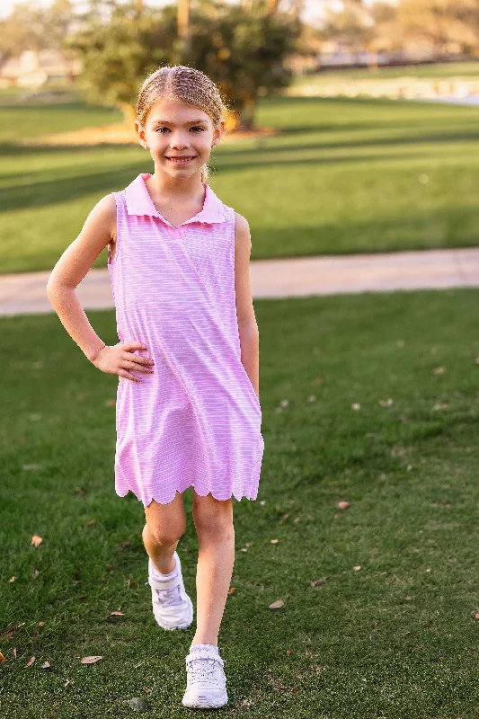 Girls Natalee Woven Golf & Tennis Shift Dress -Sonoma Stripe Blush