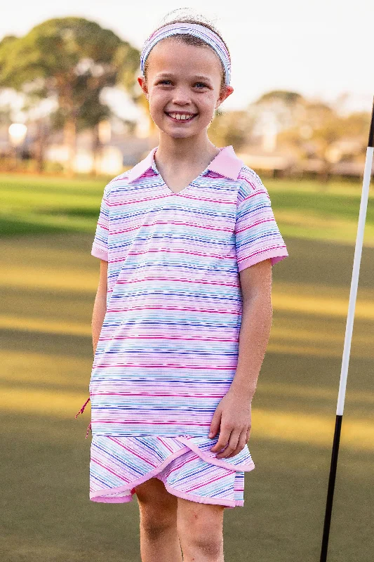 Girls Nora Cap Sleeve Scalloped Bottom Golf & Tennis Dress -Sonoma Stripe Multi