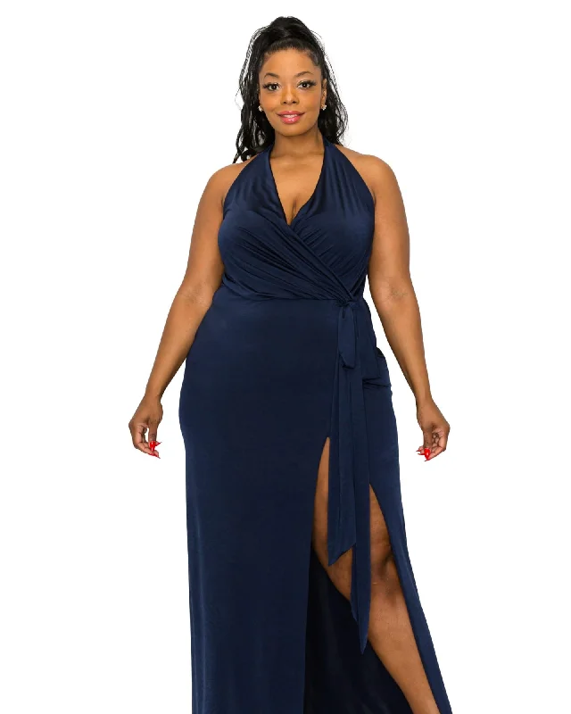 Gisele Halter Neck Dress | Navy