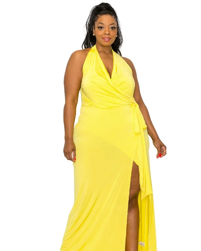 Gisele Halter Neck Dress | Yellow