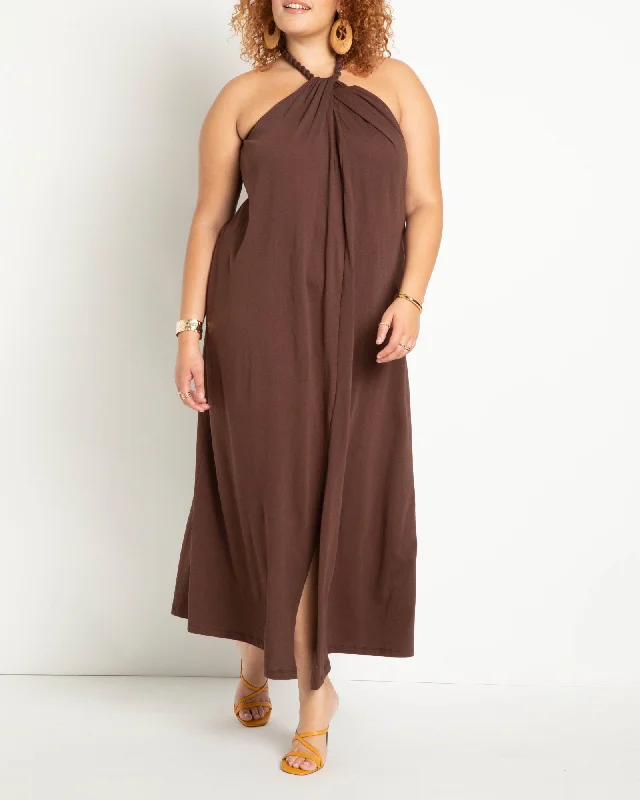 Halter Dress With Braided Detail | Chocolate Fondant