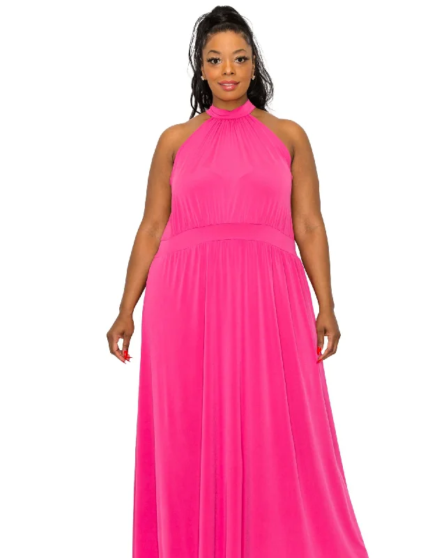 Halter Neck Dress | Fuchsia