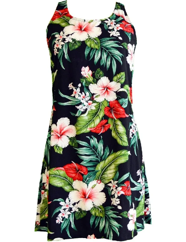 Hawaiian Dress A-Line Back Cutout Ilikai Bouquet