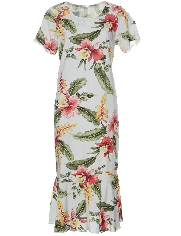 Hawaiian Dress Orchid Pua with Sleeves