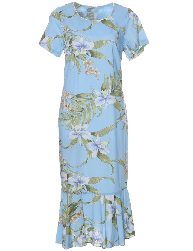 Hawaiian Dress Pali Orchid with Sleeves