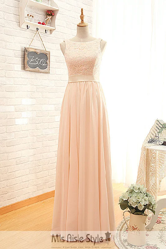 High Neck Blush Bridesmaid Dress