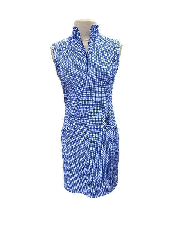 IBKUL Sleeveless Cobalt Blue Gingham Check Dress- Small