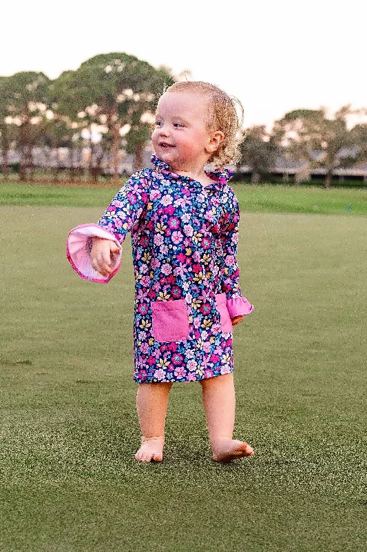 Infant & Toddler -Talia Shift  Dress-Flower Power Navy